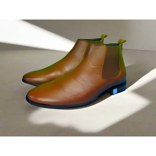 Chelsea Boot Golden Brown Genuine Leather shoes men - 41 - Leather Shoes for men