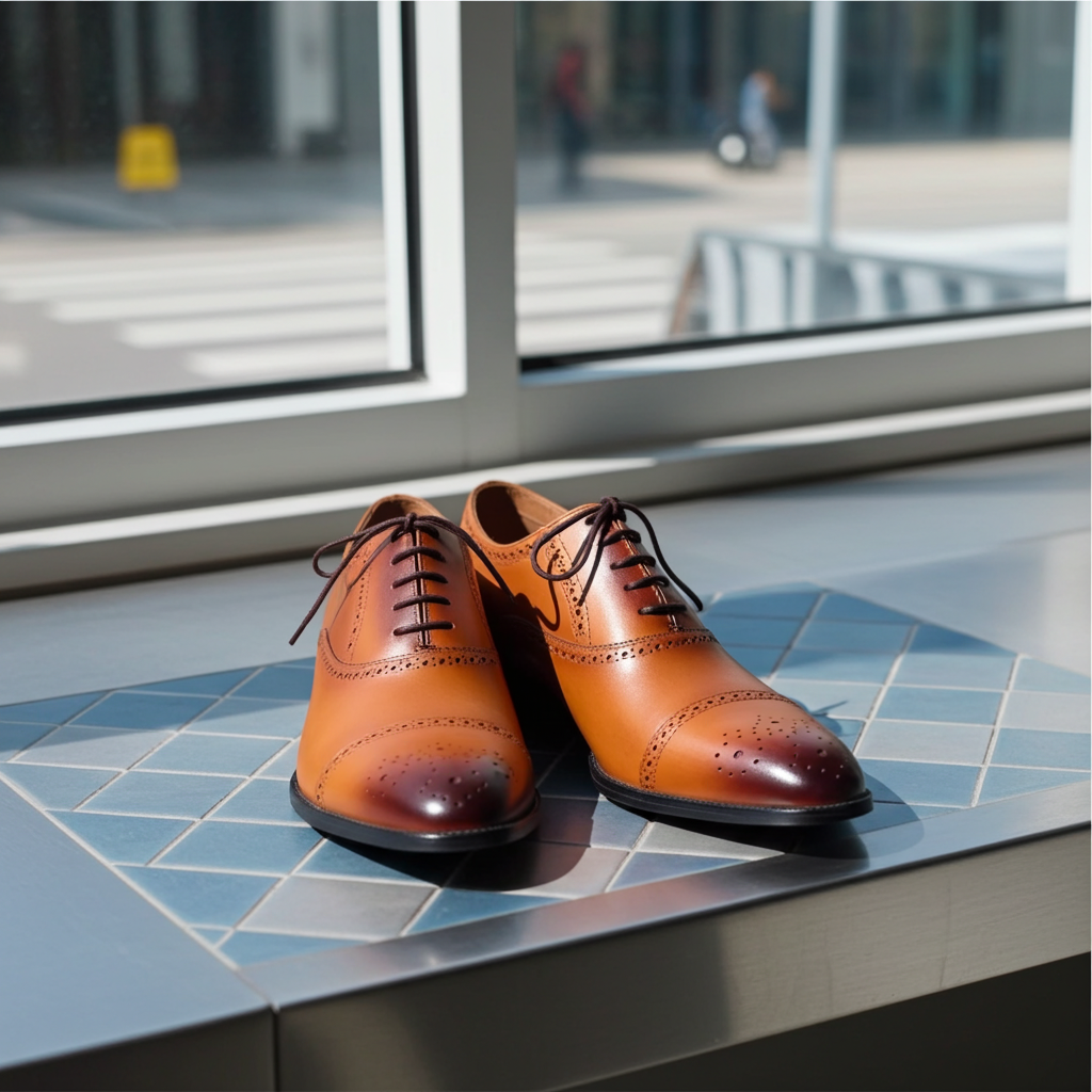 Oxford Shoes Genuine Leather Captoe brogue Brown