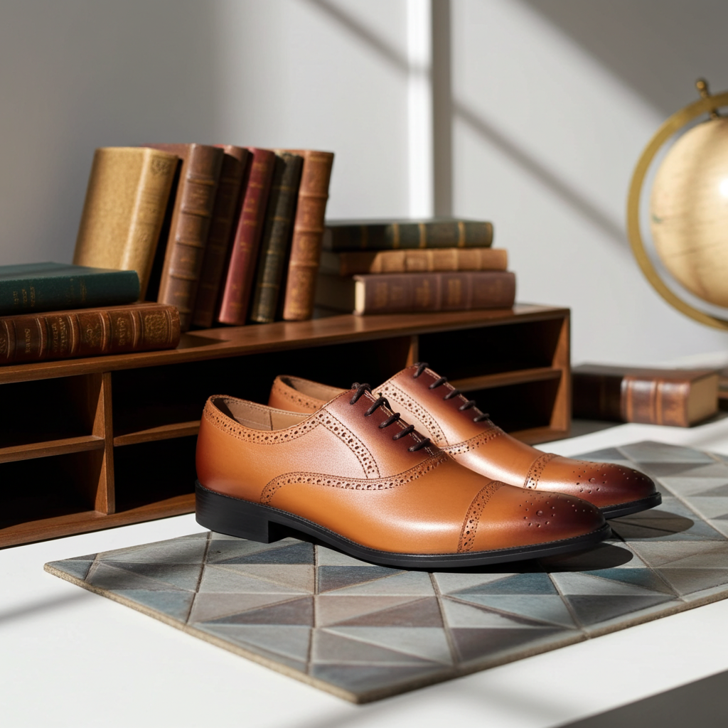 Oxford Shoes Genuine Leather Captoe brogue Brown