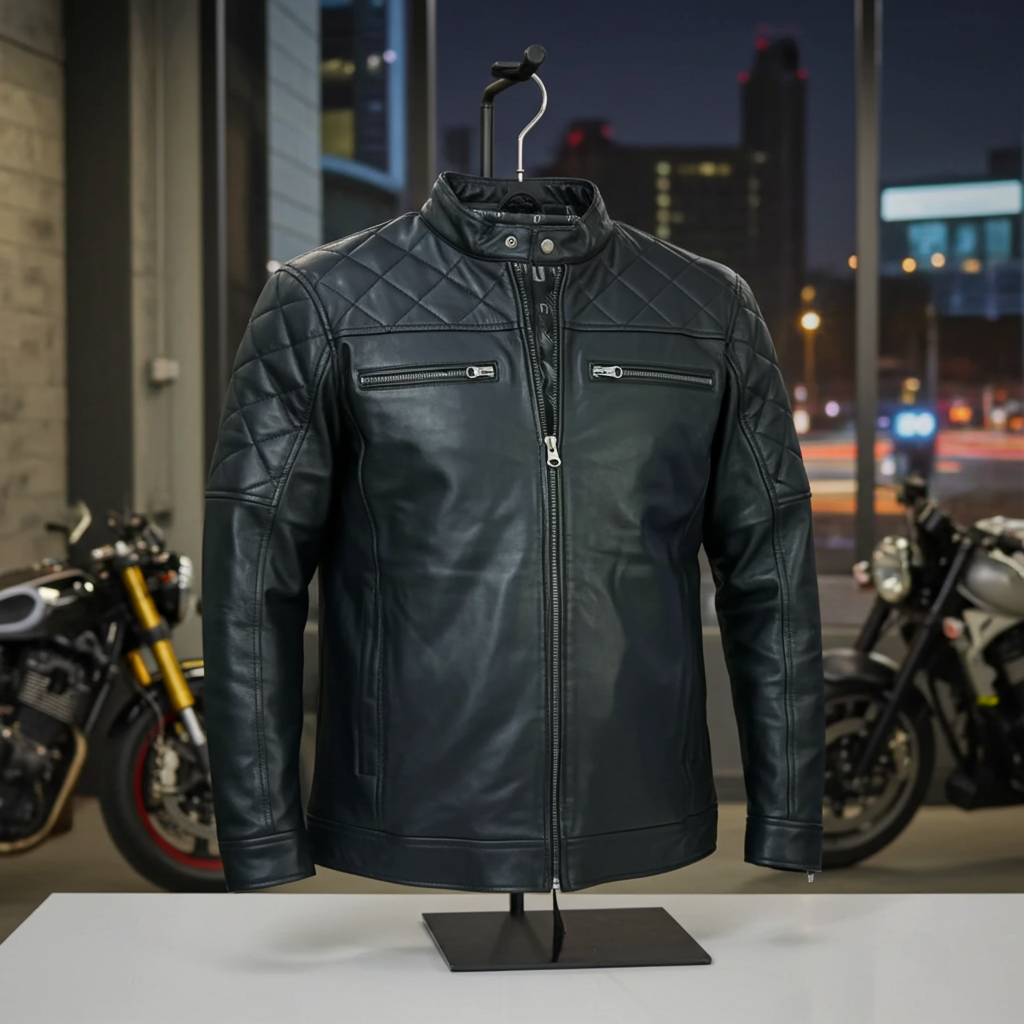"Leather Jacket" alt="Men Leather Jacket" 