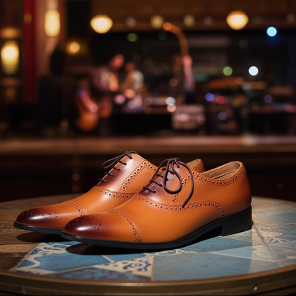 Oxford Shoes Genuine Leather Captoe brogue Brown