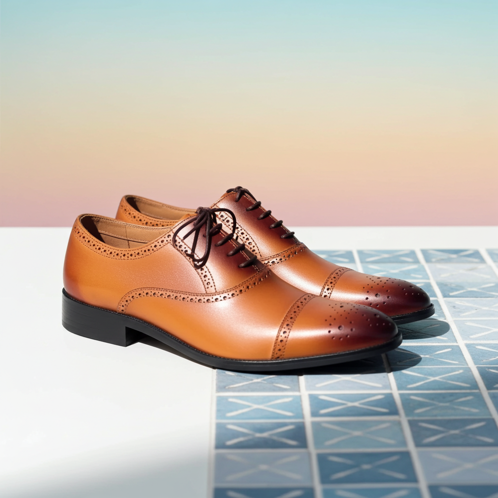 Oxford Shoes Genuine Leather Captoe brogue Brown