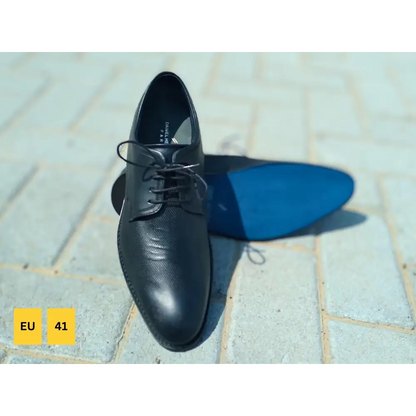 Derby Shoes Genuine Leather Plane Toe Black - Rambler Shoes FZE