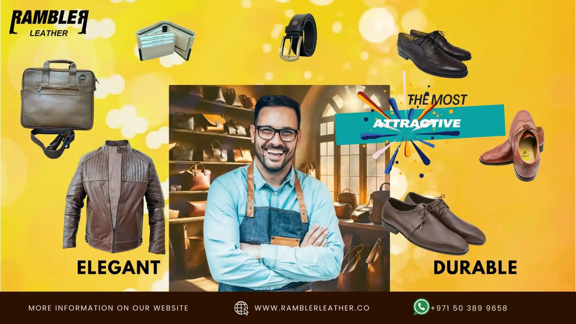 Leather goods advertisement.