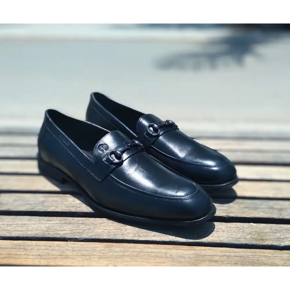 Loafer Shoes Genuine Leather Black - 41 - Leather Shoes for men