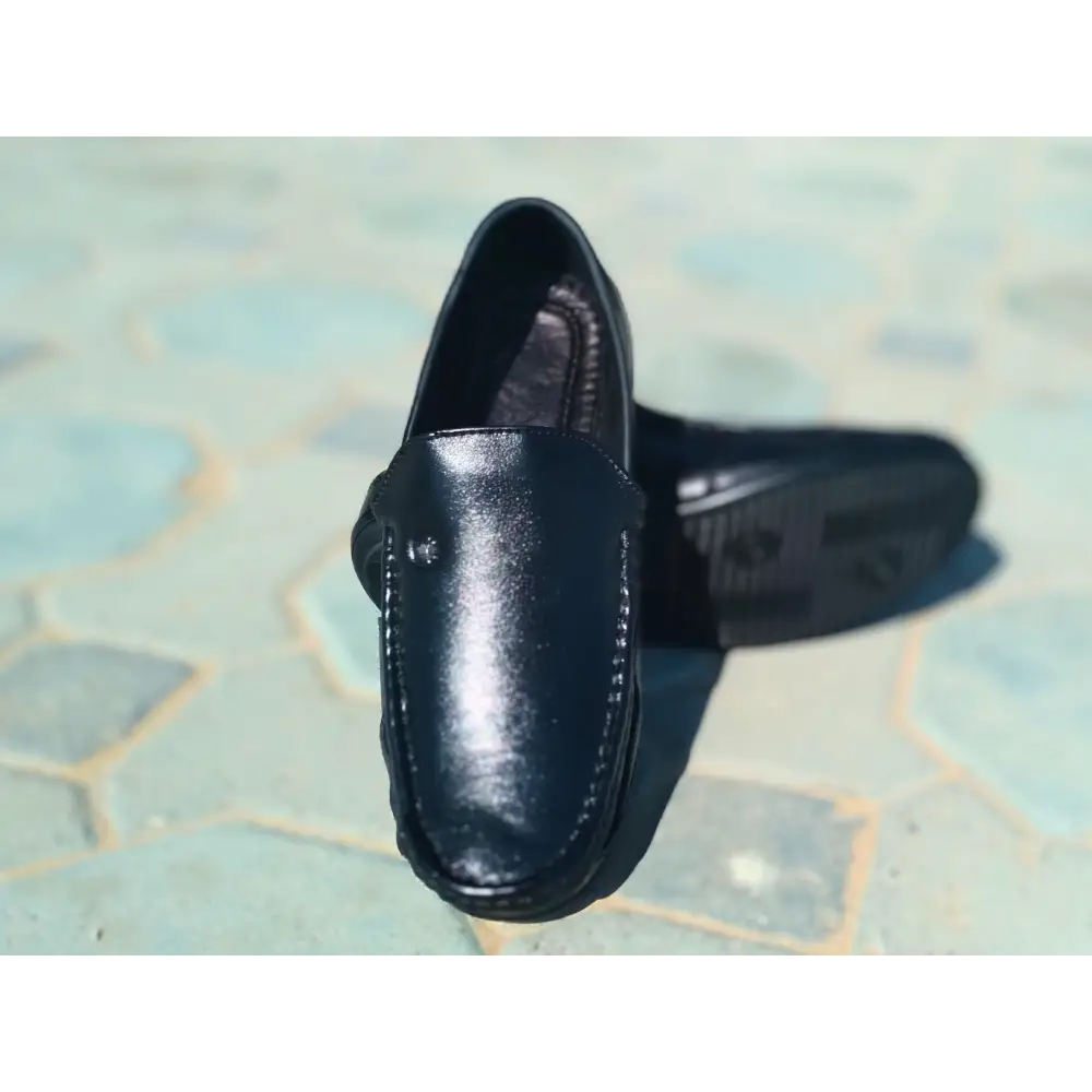 men Loafer Shoes Genuine Leather Black - Rambler Shoes FZE