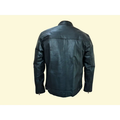 Men Jacket: Leather Jacket Black Genuine Leather