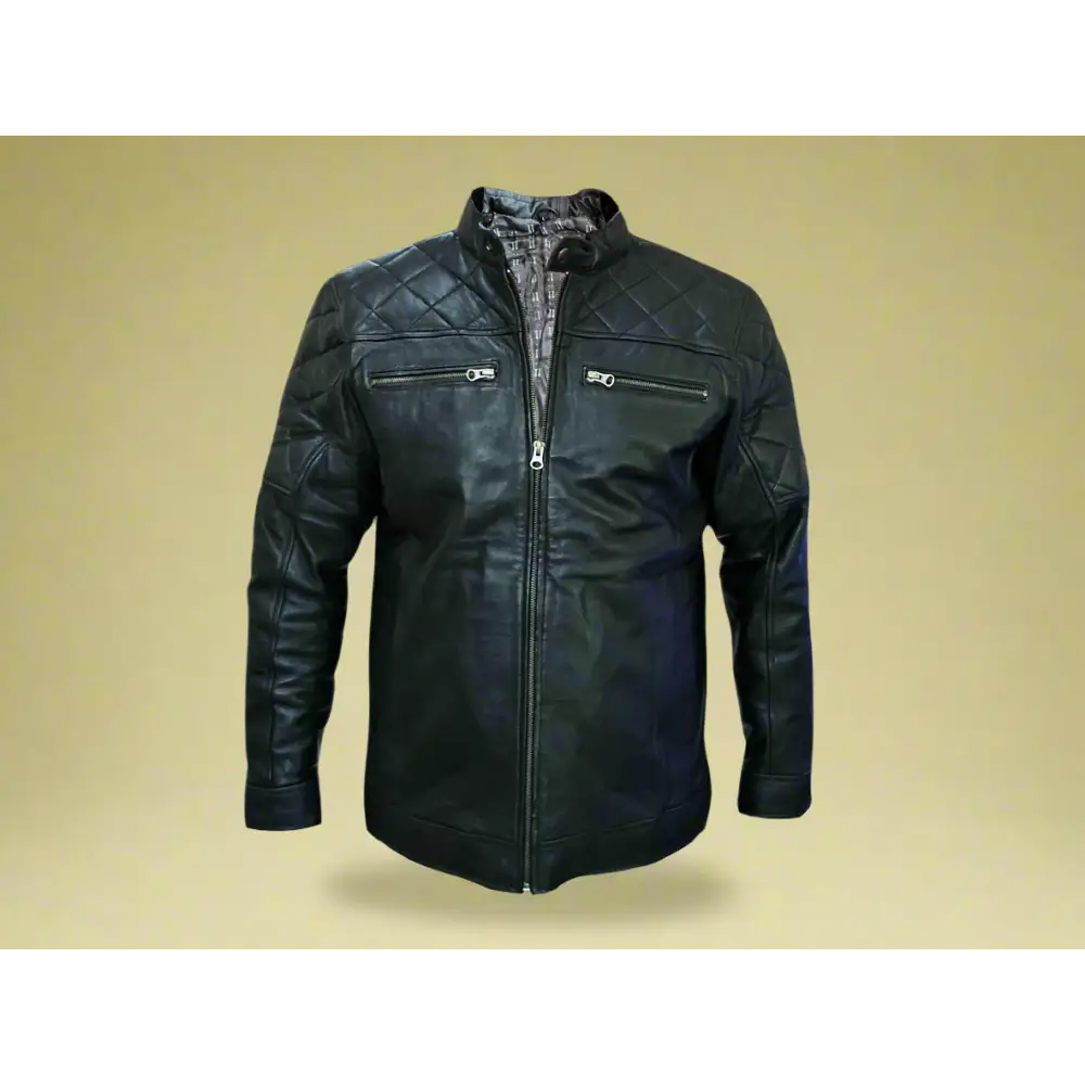 Men's Jacket: Black Genuine Leather 