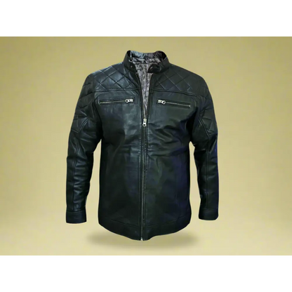 Men's Jacket: Black Genuine Leather 