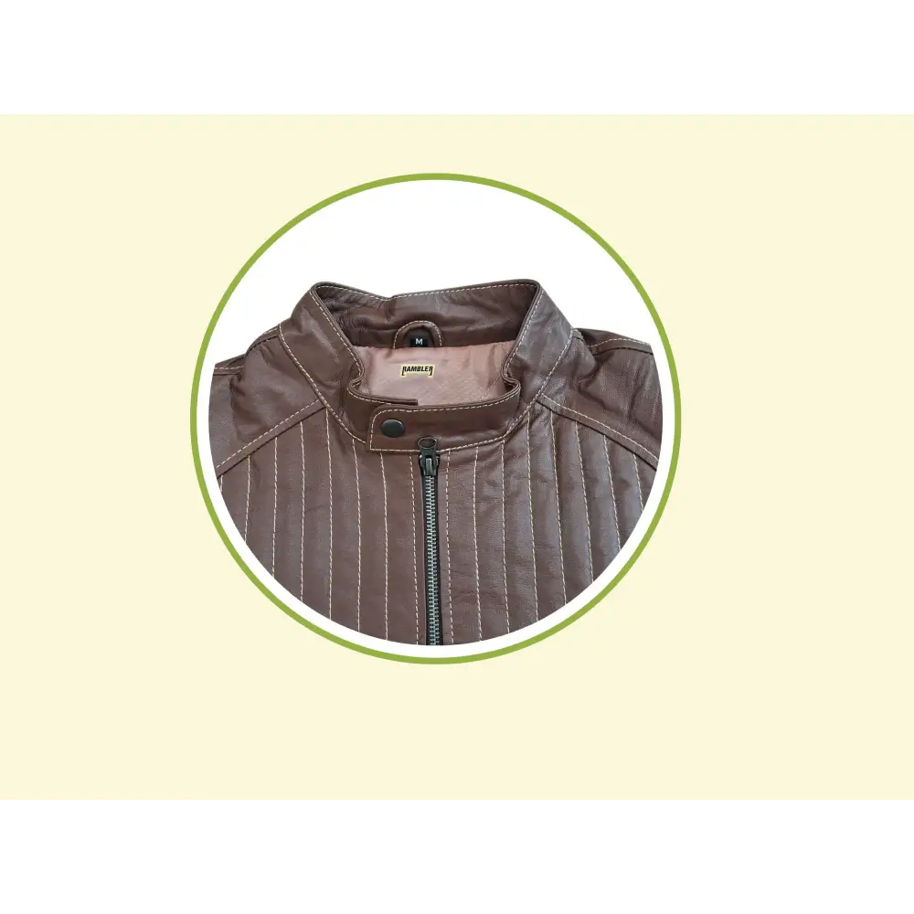 Men Jacket: Leather Jacket Dark Brown Genuine Leather - Medium