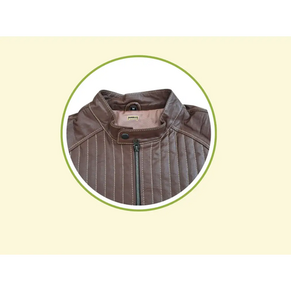 Men Jacket: Leather Jacket Dark Brown Genuine Leather - Medium