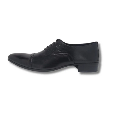 Oxford Black Genuine Leather Shoes Cap Toe - Rambler Shoes FZE