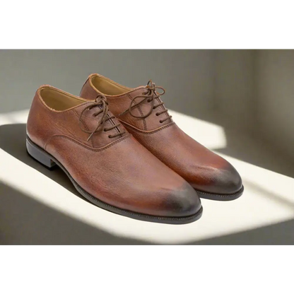 Oxford Genuine Leather Shoes Brown - Rambler Shoes FZE