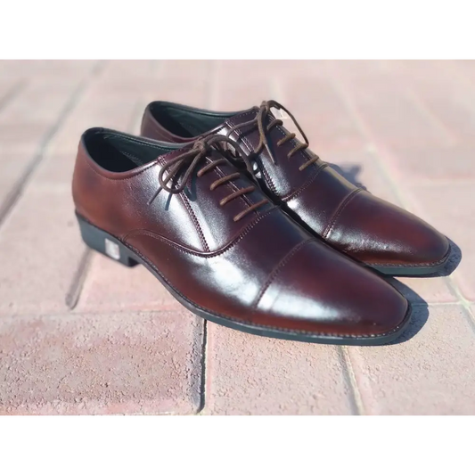 Oxford Shoes Genuine Leather Captoe Chocolate Brown - Rambler Shoes FZE