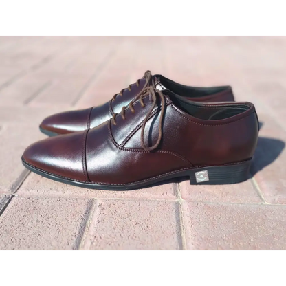 Oxford Shoes Genuine Leather Captoe Chocolate Brown - Rambler Shoes FZE