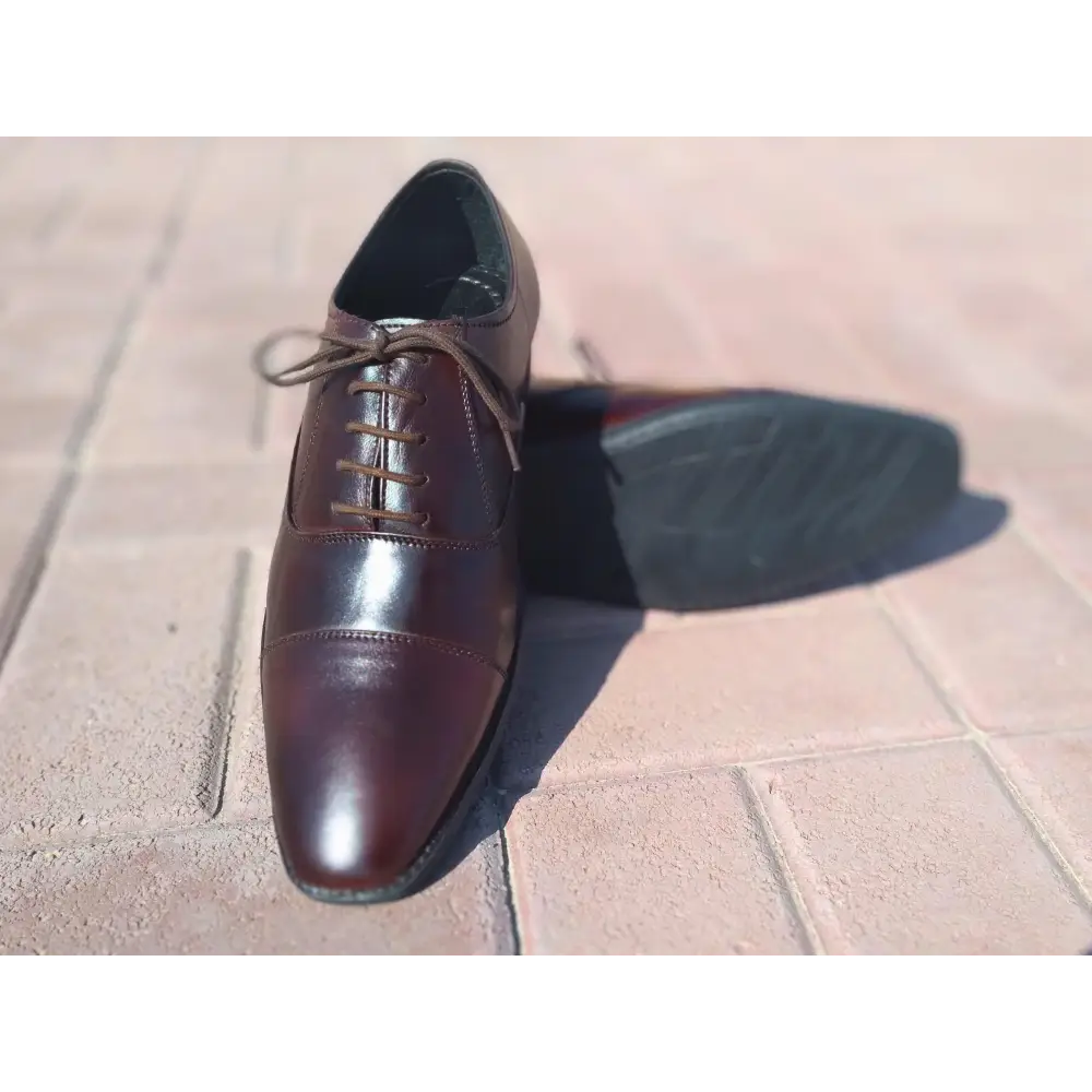 Oxford Shoes Genuine Leather Captoe Chocolate Brown - Rambler Shoes FZE