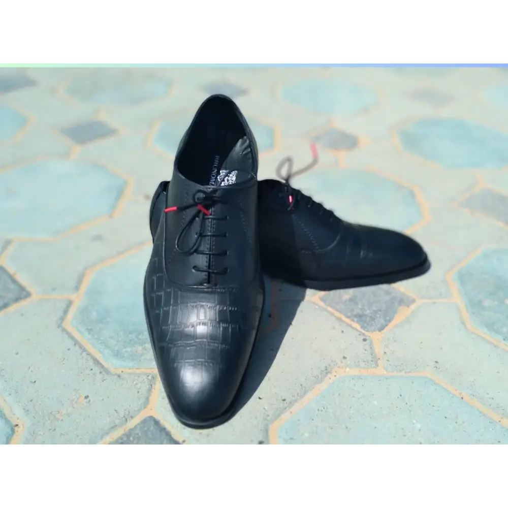 Oxford Shoes Genuine Leather Plain toe Black - Rambler Shoes FZE
