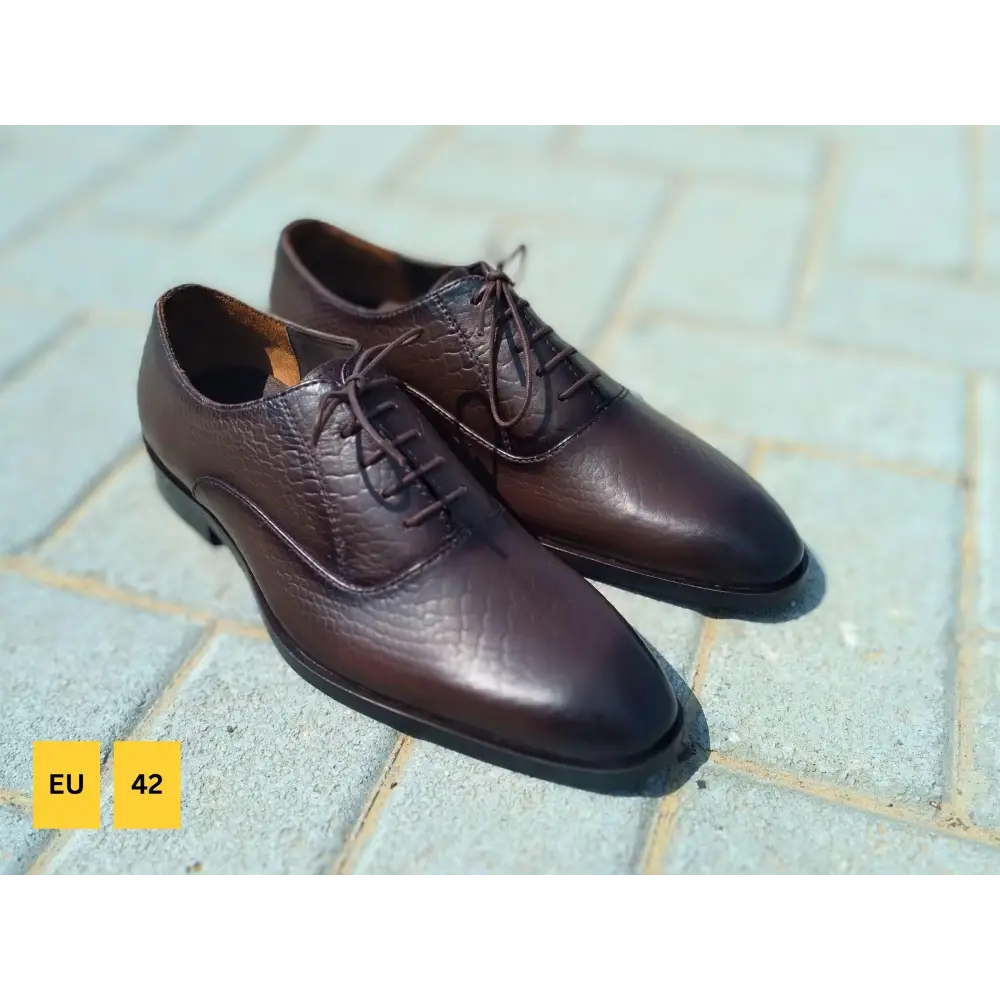 Oxford Shoes Genuine Leather Plain toe Brown - Rambler Shoes FZE
