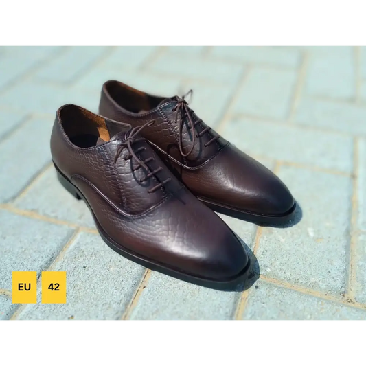 Oxford Shoes Genuine Leather Plain toe Brown - Rambler Shoes FZE