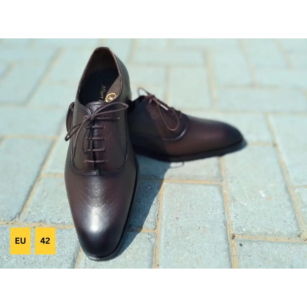 Oxford Shoes Genuine Leather Plain toe Brown - Rambler Shoes FZE