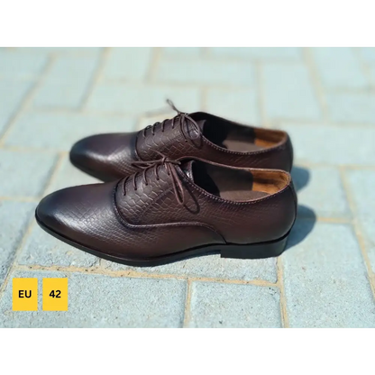 Oxford Shoes Genuine Leather Plain toe Brown - Rambler Shoes FZE