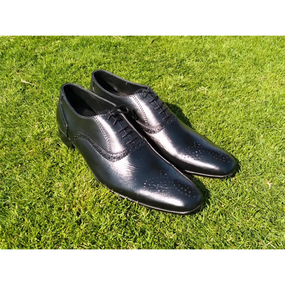 Oxford Shoes Genuine Leather Plaintoe Full brogue Black - Rambler Shoes FZE