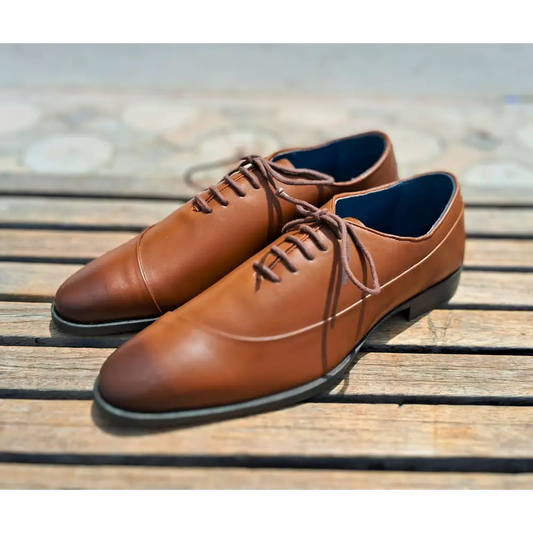 Shoes Genuine Leather Plain toe Brown_oxford design - 44 - Leather Shoes for men