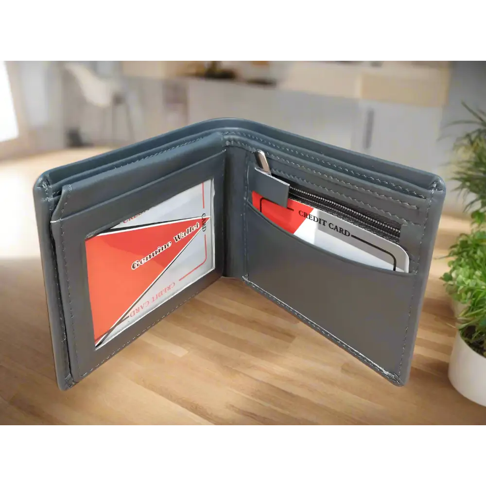 Wallet: Grey Leather Wallet