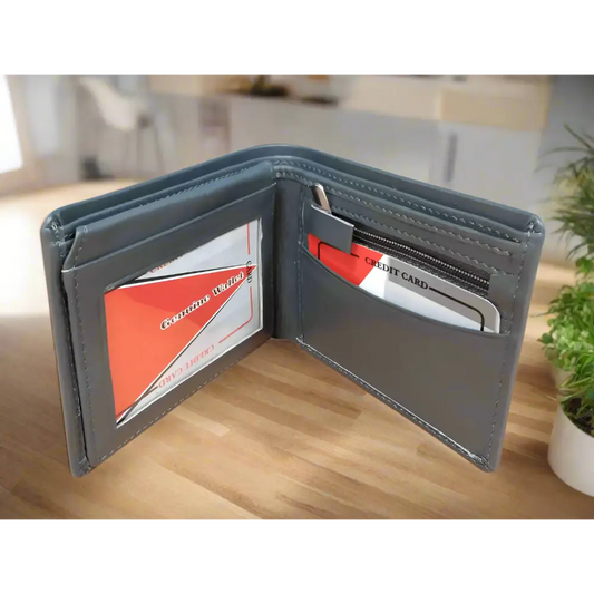 Wallet: Grey Leather Wallet