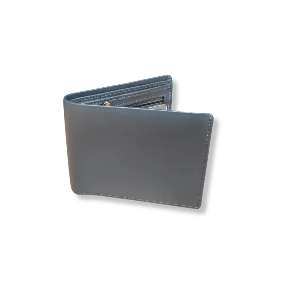 Wallet : Grey Leather Wallet - Rambler Shoes FZE